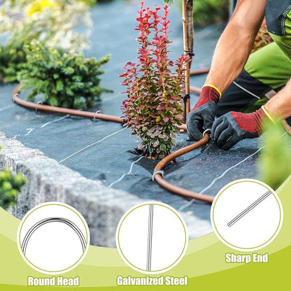 Pelopy 200 Pcs Irrigation Drip Tubing Landscape Staples 5 Inch J Shape Garden Stakes Galvanized Lawn Pins for Drip Tubing (Hold up to 5/8" Drip Tubing)