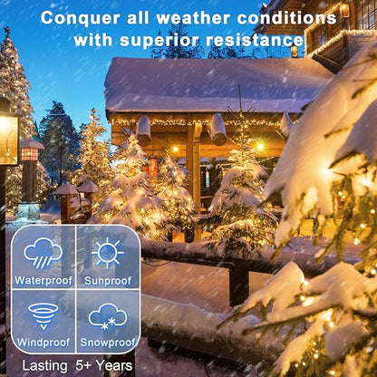 180 LED 59FT Fairy String Lights, LED Christmas Lights with 8 Modes, Connectable Indoor String Lights with Timer Memory for Outdoor Tree Fence Garden Bedroom Wedding Christmas Decorations Warm White
