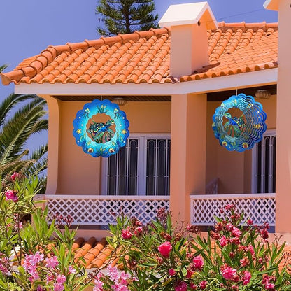 Sea Turtle Wind Spinners 3D Hanging Wind Spinner Sea Turtle Ornament Gifts for Women Mom Grandma,12inch Metal Wind Kinetic Sculpture for Outdoor&Indoor Decor, Yard Art, Garden Decoration