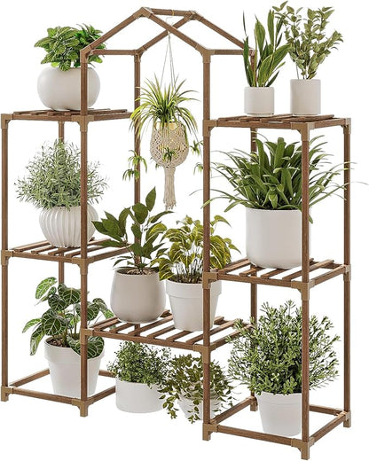 Bamworld Plant Stand Indoor Boho Decor Hanging Plant Shelf Wood Flower Stand for Christmas Gift, Home Decor, Plant Gift
