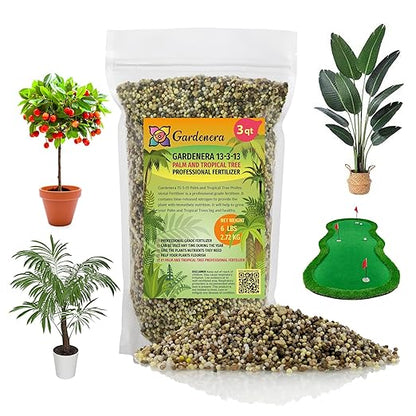 Premium 13-3-13 All-Season Fast Acting Landscape and Ornamental Fertilizer by Gardenera - Promotes Biomass Growth and Vibrant Leaf Color - 3 Quart