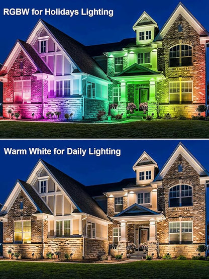 Halloween RGBW Outdoor Spotlights for Yard,10W Color Changing Landscape Lights with Remote Control 120V LED Landscape Lighting Waterproof Spotlight with Plug Tree Garden Path Decoration (1Pack)