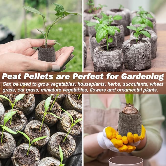 ZeeDix 100Pcs 30mm Peat Pellets for Seedlings, Seed Starter Pods Seed Starting Plugs Soil, Compressed Nutrient Block Potting Soil Discs Pellet for Planting Herbs Flowers Vegetables