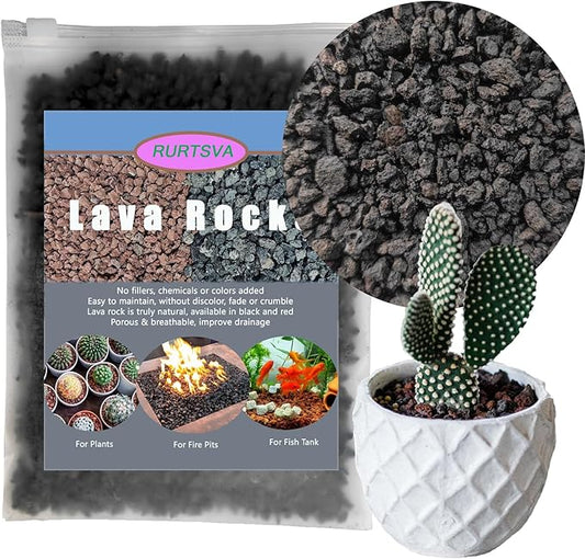 Lava Rocks for Plants, 2lbs Volcanic Stones Gravel Horticultural Drainage Potting Soil for Indoor Outdoor Plants, Succulents, Bonsai, Cactus, Vase Fillers, Top Dressing (2LBS, Black, 1)