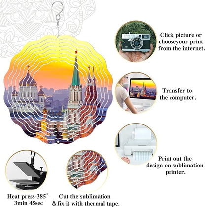 Weysat 10 Pack Sublimation Wind Spinner Blanks 3D Aluminum Wind Spinners Hanging Spinners DIY Crafts Ornaments for Indoor Outdoor Garden Yard Window Porch Front Door Decoration (8 Inch)