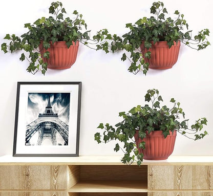 4 Pack Brick Red Wall Hanging Planter Pot Vertical Garden Living Wall Mount Window Hang Indoor Outdoor Plant Flower Basket for Kitchen Herbs Balcony Railing Shelf Fence Bedroom Trellis Decor Modern