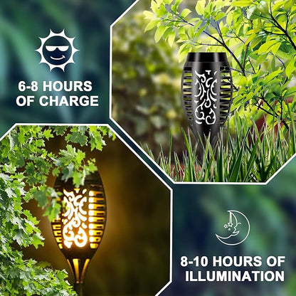 Solar Lights Outdoor 6 Pack, Solar Torch Light with Flickering Flame, Waterproof Outdoor Lighting Solar Powered Pathway Lights, Decoration Lighting for Garden Yard Patio, Auto On/Off
