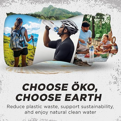 ÖKO - Advanced Water Bottle with Filter Derived from NASA Technology, Filtered Water Bottle for Travel/Outdoors & Home, Water Filter Bottle for Harmful Contaminants (650 ML, Arctic)