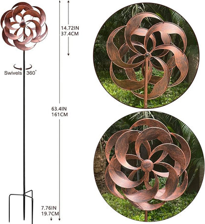 360 Degrees Metal Swivel Classical Wind Spinner Willow Leaves for Patio Lawn Outdoor Yard Lawn Garden