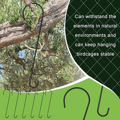 6 Packs 24 Inch Long S Hooks for Hanging Plants,Extra Large S Hooks,Metal Bird Feeder Hooks, Rustproof Garden Planter Hanger for Tree Branch, Basket, Lanterns, Wind Chimes, Outdoor Use
