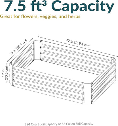 Sunnydaze Galvanized Raised Garden Bed - Metal Raised Bed for Gardening - Outdoor Planter Box for Flowers, Plants, and Vegetables - Silver - 48" W x 24" D x 12" H Rectangle