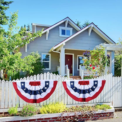 USA Pleated Fan Flag American US Bunting Flag Patriotic Half Fan Banner Flag with Canvas Header and Brass Grommets for 4th of July Memorial Day Indoor Outdoor Decoration (6, 1.5x3 Feet)