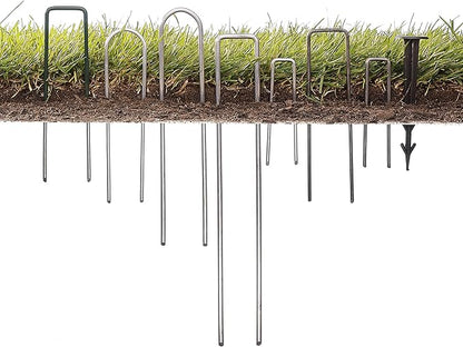 500-Pack 6'' 11 Gauge Heavy-Duty U-Shaped Garden Stakes Staples Spikes Pins Pegs - Ground Stakes for Anchoring Landscape Fabric