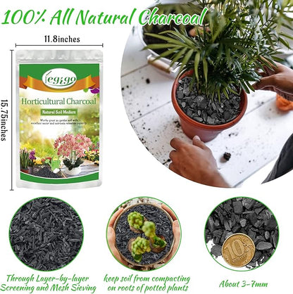 Legigo 6QT All Natural Horticultural Charcoal- Activated Hardwood Plant Charcoal for Soil Amendment, Conditioning Bonsai Soil, Succulent Soil, Terrarium Supplies, Indoor Plant Potting Soil