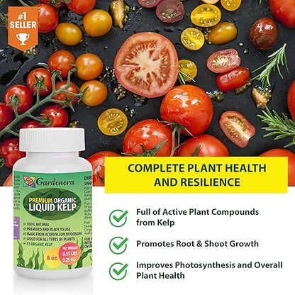 Organic Liquid Kelp Fertilizer - 1 Quart [32 oz] - Organic Plant Superfood for Gardening - Concentrated Kelp & Seaweed Extract for Gardens, Lawns, Plants & Soil