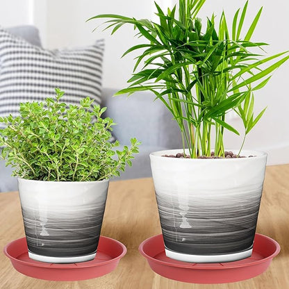 6 Pack of Plant Saucer Tray 11 12 inch, Heavy Duty Plastic Pot Plant Drip Trays Saucers for for Indoors Outdoor, Plant Water Tray for Planters 11-12" (12", Clay)