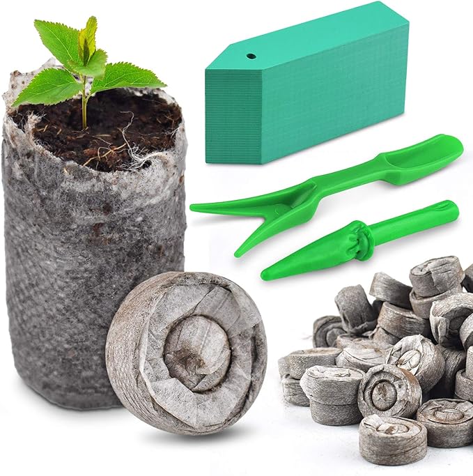 PACETAP 100 Pcs 50mm Peat Pellet Seed Starter Soil, Compressed Seed Fertilizer Nutrient Soil Block, Germination Seedling Pods for Growing Herbs, Plant, Flowers, Vegetables