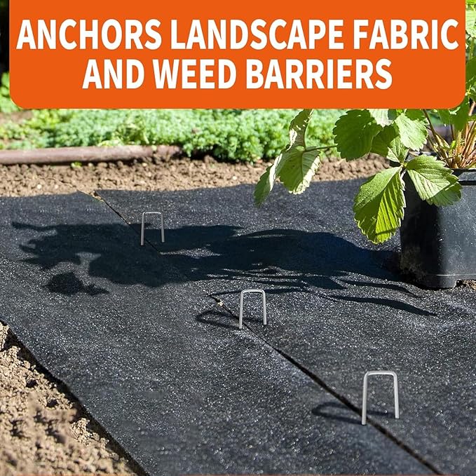 6 Inch Galvanized Landscape Staples- 500 Metal Garden Stakes for Gardening -11 Gauge Anti-Rust Heavy-Duty Ground Sod Pins Yard Stakes for Weed Barrier Fabric Irrigation Tubing Hose