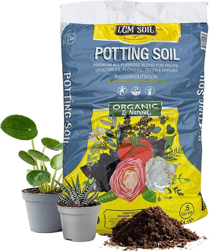 LGM Soil All-Purpose Potting Soil Mix - Organic Houseplant Soil - Natural Potting Mix for Indoor & Outdoor Plants - Potting Soil for Gardening - Ideal for Rooting Cuts & Germinating Seeds (0.5 Cu Ft)