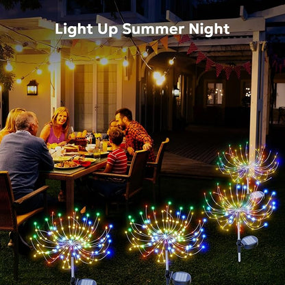 Solar Sparkles Landscape Light Garden Fairy Colorful Light Outside Solar Fireworks Lights Outdoor Waterproof 120 LED Decorative Nightlight Outdoor for Yard Patio Pathway Lawn Party Decor, 4 Pack