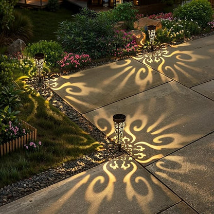 Go2garden 6Pcs Solar Lights Outdoor Garden Decor Gifts for Women Mom,Yard Decorations, Conical Garden Stakes for Patio, Lawn, Pathway, Landscape Lights Mothers' Day Birthday Gifts for Men(Black)
