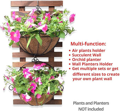 ShopLaLa Wall Planter - Wooden Hanging Planter for Indoor Plants, Plant Stand, Air Plant Succulent Holder, Vertical Garden. Large Wall Decor for Living Room, Room Decor for Teens, 60cm (23.6")
