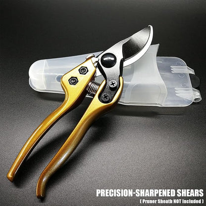 BUGUI 8" Heavy-Duty Pruning Shears, Professional Bypass Gardening Scissors, 1" Cutting Capacity, Sharp Garden Clippers with Low-friction Painted Stainless Steel Blade (Gold)