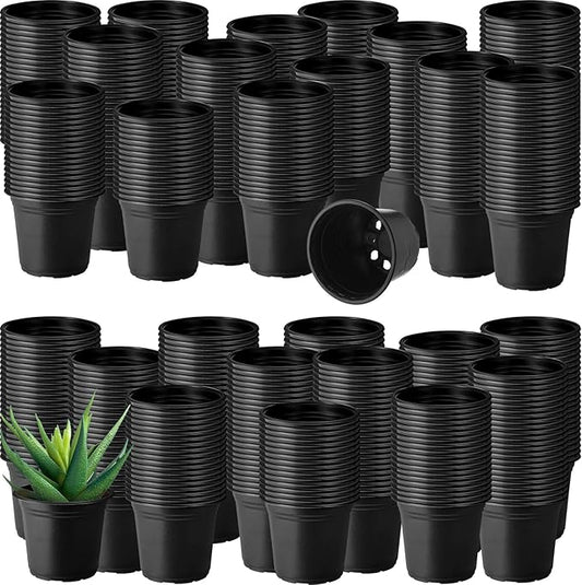 Hushee 1500 Pcs 6 Inch Plastic Plants Nursery Pots Seed Starting Pots Seedling Plant Pots with Drainage Holes Plastic Planters Planting Pots Indoor Outdoor for Flower Transplanting (Black)