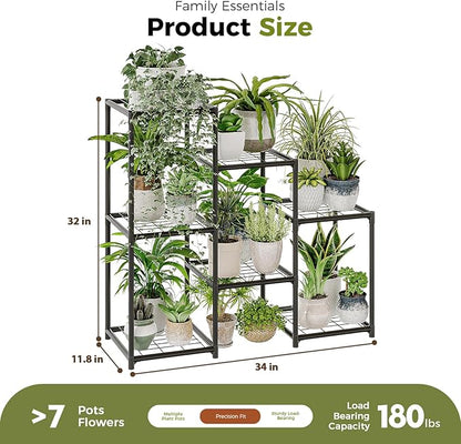 Bamworld Plant Stand Outdoor Metal Plant Shelf for Multiple Plants 3 Tiers Ladder Plant Holder Waterproof for Garden Living Room Patio Morden Home Decor Gardening Gifts
