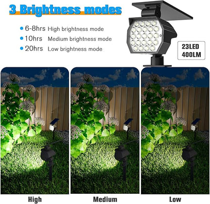 NIORSUN Solar Spot Lights Outdoor,23 LEDs Landscape Lighting with Auto On/Off and 3 Lighting Modes, IP67 Waterproof Spotlights,Outdoor Solar Lights for Yard Garden,6 Pack(Cool White)