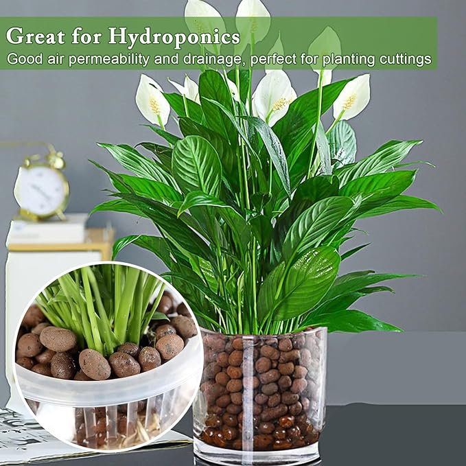 ZeeDix 7.5LB Expanded Clay Pebbles, 4mm-16mm Clay Leca Balls Clay Pebbles for Plants, Natural Clay Pellets Balls for Hydroponic, Indoor Plants Drainage, Gardening, Orchids, Decoration, Aquaponics