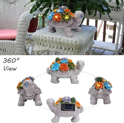 Solar Garden Turtle Statues 7 LED Lights Outdoor Decor Turtle with Succulent Resin Sculpture Patio Porch Balcony Yard Lawn Art Decor Birthday Gifts for Women Mom Grandma Housewarming Gifts