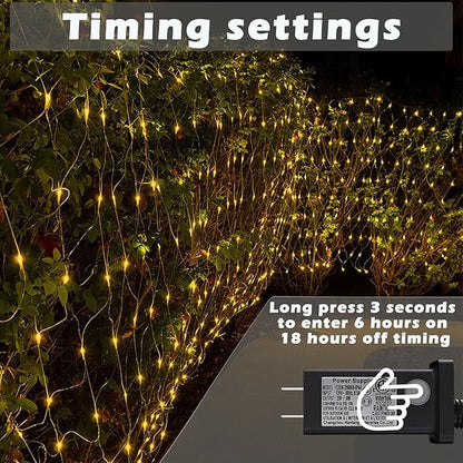 Eueasy LED Net Lights, 360 LED 12x12FT with Timer & 8 Lighting Modes, Outdoor Net Lights for Gazebo, Bush, Wedding, Holiday