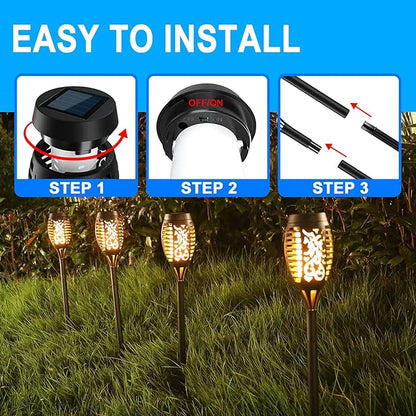 Solar Lights Outdoor 6 Pack, Solar Torch Light with Flickering Flame, Waterproof Outdoor Lighting Solar Powered Pathway Lights, Decoration Lighting for Garden Yard Patio, Auto On/Off