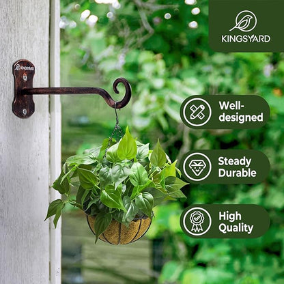 Kingsyard 2 Pack Wall Plant Hanger - Heavy Duty Metal Hanging Bracket Hooks for Hanging Plant Bird Feeders Lanterns Wind Chimes Indoor/Outdoor. Antique Copper