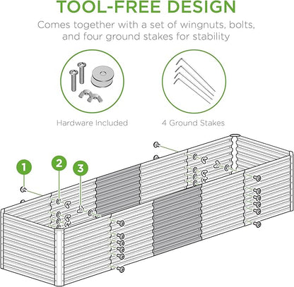 Best Choice Products 8x2x2ft Outdoor Metal Raised Garden Bed, Rectangular Deep Root Planter Box for Vegetables, Flowers, Herbs, and Succulents w/ 239 Gallon Capacity - Sage Green