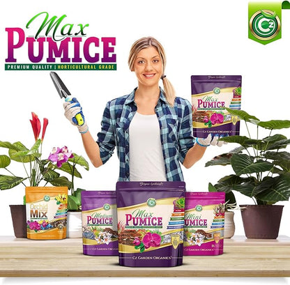 Pumice Stone Grow Media - Made in USA for Bonsai • Succulents • Cactus • Orchids - Horticultural Soil Amendment Additive Conditioner for Indoor and Outdoor Plants and Flower Gardens. OMRI Listed