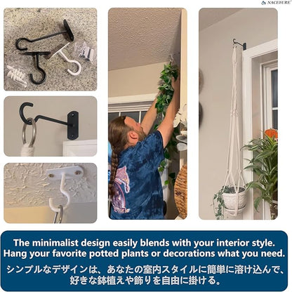 NACETURE Ceiling Hooks Heavy Duty 2 Pack - Plant Hooks for Ceiling Hanging Hook for Hanging Basket Hook, Light, Bird Feeders, Wind Chimes Décor Indoor & Outdoor (2.5" White 2 Pack)