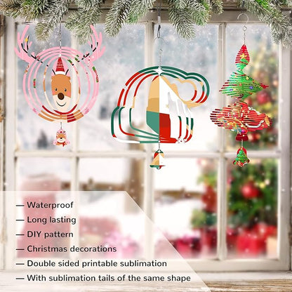 Sublimation Wind Spinner Blanks, 6 Pack 10 Inch 3D Aluminum Metal Hanging Wind Spinner Bulk for Garden Yard Outdoor, Window Porch Decoration for Heat Press Transfer DIY