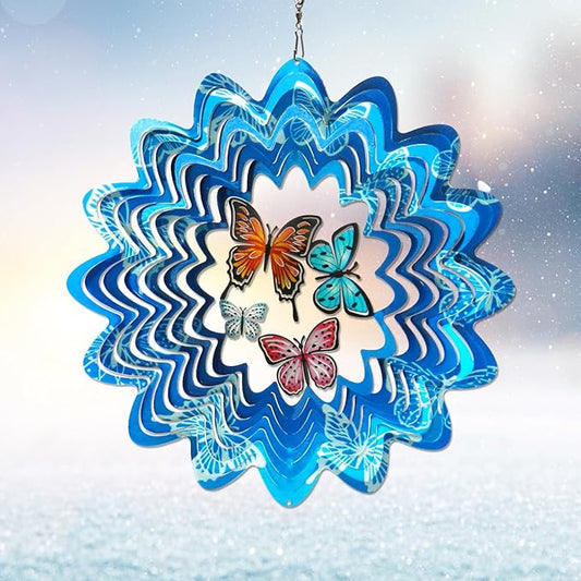 Butterfly Wind Spinner Outdoor, Wind Spinners for Yard and Garden, 3D Metal Butterfly Wind Catcher Decor Hanging Wind Sculpture Decoration, Butterfly Gift for Women Girl Mother Wife Grandma