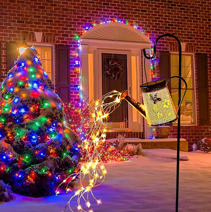 Morestar Solar Garden Fairy Lights Decorative Outdoor(Warm White),Solar Watering Can Hummingbird Lights,Metal Waterproof Hanging Solar Lantern,Christmas Gift for Mom Grandmom for Patio Yard Lawn Decor