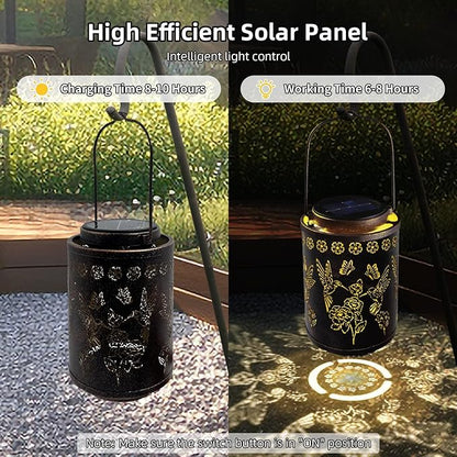 Solar Lanterns Outdoor Waterproof Hummingbird Garden Decor, Hanging Metal Lights for Yard, Patio, Fence, Porch, Pathway Decoration, Ideal Gift for Women, Mom, Grandma
