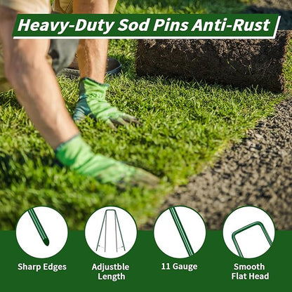 50PCS 6-Inch Galvanized Garden Landscape Staples Stakes, Heavy-Duty Sod Pins Anti-Rust 11 Gauge Garden Stakes, Plant Stakes for Weed Barrier Fabric Ground Cover Tubing Soaker Hose Drippers Irrigation