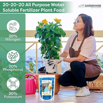 20-20-20 Water-Soluble Fertilizer – Powder for Liquid Plant Food for Indoor & Outdoor Plants, Orchids, Vegetables, Lawns, Flowers – 20 20 20 Fertilizer (10 QUARTS)