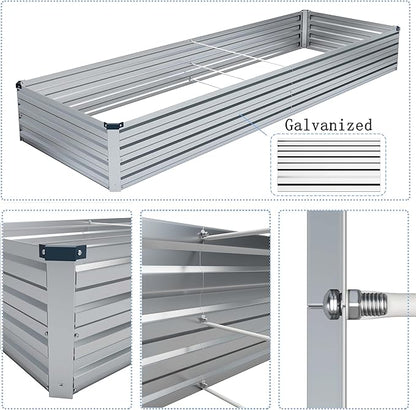 MGNO 2pcs 8x4x1FT Galvanized Raised Garden Bed-Outdoor Planter Box for Vegetables-Metal Garden Bed,Rectangle Planting Box for Herb,Flower