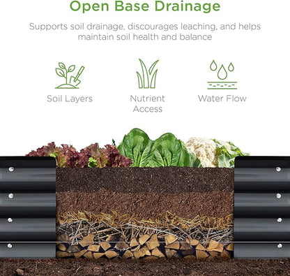 Best Choice Products 8x2x1ft Outdoor Metal Raised Garden Bed, Oval Deep Root Planter Box for Vegetables, Flowers, Herbs, and Succulents w/ 108 Gallon Capacity - Charcoal