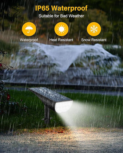 BAXIA TECHNOLOGY Solar Spot Lights Outdoor Waterproof, 3 Lighting Modes Solar Pathway Lights, Dusk to Dawn Spotlight for Yard Garden Landscape Driveway, Warm White, 6 Pack