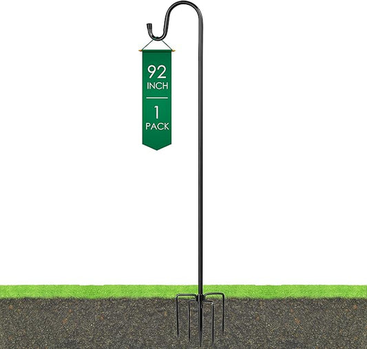 Ottsuls Shepherds Hooks with 5 Prongs Base for Outdoor - 92" Adjustable Bird Feeder Pole for Outside Hanging, Garden, Hummingbird Feeder, Plant Baskets, Solar Light Lanterns, Wedding Decor (1 Pack)