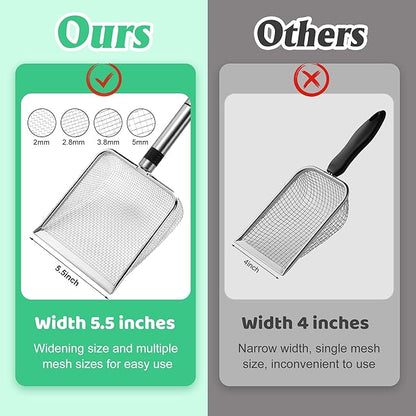 Adnee 4 Pcs Gardening Soil Sifter-5" W Garden Sieve Sifter with Handle (2/2.8/3.8/5 mm Mesh)-Portable Gardening Sifter for Gradening Sand Soil Dirt Compost