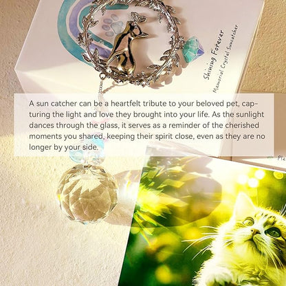 Cat Memorial Suncatcher - Lost of Cat Bereavement Gift Idea, Cat Loss Sympathy Gifts, Pet Memorial Gifts, Thoughtful Cats Remembrance Sun Catcher, Passing Away Remembrance Memory Gift